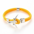 Vue détaillée du bracelet paracorde jaune avec boucle en alliage argenté en avion - Avion Argenté Corde Jaune