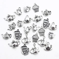 Set di ciondoli teiera e cupcake in argento vintage per creazione gioielli - Antique Silver Mixed Tea Theme Style (6904)