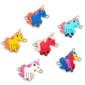 Cartoon unicorn charms in colorful enamel with alloy dual-loops for DIY jewelry making - Mixed Color Unicorn (1) (4765-H0702)