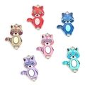 DIY jewelry accessories with colorful cartoon raccoon enamel charms for bracelets and crafts - Mixed Color Raccoon (4765-H0805)