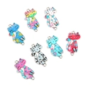 Colorful enamel cat alloy charms for DIY jewelry making in seven different vibrant patterns - Mixed Color Cat (4765-H1004)