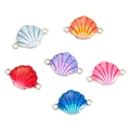 DIY shell-shaped alloy enamel connector charms in six colors for handmade jewelry making - Mixed Color Shell (4765-H0804)