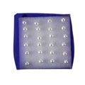 Juego de 20 pendientes minimalistas de perlas de resina blanca en una caja de regalo azul - Pendientes de Botón Perla Blanca 5mm