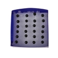 Juego de 24 pendientes de perlas de resina negra brillante en una caja azul - Pendientes de Botón Perla Negra 5mm