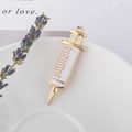 Golden enamel syringe pendant for medical nurse necklace making with lavender decor - White Large Syringe Style