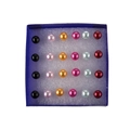 Juego de 24 pendientes de perlas de resina colorida en seis tonos en una caja de regalo - Pendientes de Botón Perla Multicolor 6mm