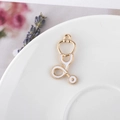 Golden stethoscope pendant with white enamel inlay for DIY handmade jewelry accessories - White Small Stethoscope Style