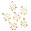Set van 6 goudkleurige witte emaille sneeuwvlok hangers voor DIY kerstsieraden maken - Witte sneeuwvlok hanger