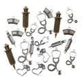 Silver and bronze alloy nurse themed medical charms with stethoscope and syringe shapes - Nurse Series