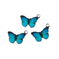 Drei blau verlaufende Schmetterlingsanhänger mit Emaille für DIY-Schmuckherstellung und Basteln - Emaille Schmetterling (BC2204) / Seeblau