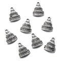 Vintage silver alloy three-layer cake pendant charm with top loop for DIY jewelry - Silver Cupcake Style