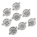 Retro silver metal flower connector pendants for DIY handmade bracelets and jewelry - Silver Round Flower Style