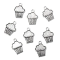 Σετ με 8 vintage ασημένια μενταγιόν cupcake για χειροποίητα κοσμήματα DIY - Στυλ Ασημένιου Cupcake