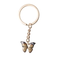 Macro detail of a colorful enamel butterfly pendant with a polished gold keyring - Single Butterfly Style / Yellow
