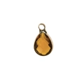 Élégant pendentif en cristal ambre en forme de goutte avec base en métal doré - Marron