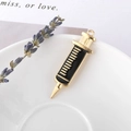 Mini gold-plated syringe pendant charm with black enamel scales for DIY jewelry making - Black Large Syringe Style