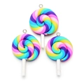 Drei bunte Spiral-Lollipop-Anhänger mit silbernen Metallringen für DIY-Schmuckzubehör - Mehrfarbige Spirale (B33-0401)
