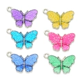 Bunte Glitzer Emaille Schmetterling Anhänger in sechs Farben für DIY Schmuckherstellung - Mehrfarbig