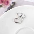Silver hollow heart charm with white nurse hat and red cross for DIY jewelry making - Silver Heart Nurse Hat Style