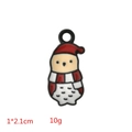 Vista detallada del dije de búho navideño de esmalte de colores con medidas 1x2,1cm - Colgante de Muñeco de Nieves de Navidad / Paquete de 10