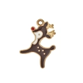 Detail eines DIY Weihnachts Rentier Anhängers mit bunter Emaille und vergoldetem Haken - Brauner Weihnachts-Elch Anhänger / 10er Pack