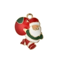 Makroansicht des bunten Weihnachtsmann Emaille-Anhängers für DIY Schmuckherstellung - Laufender Weihnachtsmann Anhänger / 10er Pack