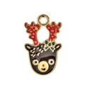 Detailansicht eines Weihnachts-Rentier-Anhängers mit Emaille und Gold-Metallring - Schwarzer Weihnachts-Elch Anhänger / 10er Pack