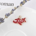 Roter Flugzeug-Anhänger aus Legierung mit Goldrand und Emaille für DIY-Schmuck - Red Spacecraft (AK4004)