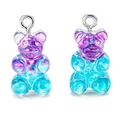 Close-up of translucent purple gradient gummy bear pendants with sparkling glitter - Purple and Blue Gradient Glitter