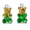 Detail of yellow-green gradient resin bear pendants with glitter for DIY jewelry making - Yellow and Green Glitter