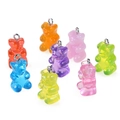 Set of eight colorful transparent resin bear pendants with silver metal rings for DIY jewelry - Cartoon Crystal Bear Style