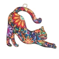 Bunter Katzen-Anhänger aus Metall mit Blumenmuster für DIY-Schmuck und Bastelprojekte - Katze mit Hintern hoch Muster (AL1401)