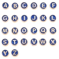 Set di 26 perline tonde in smalto blu con lettere A-Z e finiture in oro per gioielli fai da te - Blu zaffiro