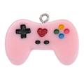 Pink resin game controller pendant with silver ring for creative DIY jewelry making - Pink Game Controller