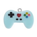 Light blue game controller pendant in resin with colorful buttons for DIY jewelry - Blue Game Controller