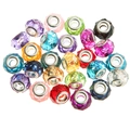 Faceted crystal glass large hole beads set in multiple colors for DIY jewelry making - Mixed Crystal Large Hole Beads / 10 Pieces Pack