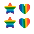 Rainbow striped resin heart and star pendants for DIY jewelry making and crafts - Hearts and Stars / Dark Rainbow