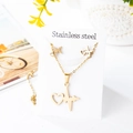 Golden stainless steel jewelry set featuring heart and heartbeat pulse design details - Heart EKG Style