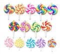 Colorful handmade polymer clay lollipop pendants with swirl patterns for DIY jewelry crafts - Random Mixed Colors