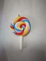 Colorful swirl polymer clay lollipop charm with silver metal ring for DIY jewelry making - Blue Yellow Red Mix