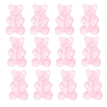 Close-up of twelve translucent pink resin bear charms for DIY jewelry making - 10 Pieces Pack / Transparent Pink