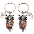 Lot de porte-clés hibou créatifs avec strass colorés pour mère et fille - Hibou Mère Et Fille Porte-clés
