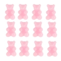 Detailed view of twelve translucent pink resin bears arranged in a 3x4 grid pattern - 10 Pieces Pack / Pink
