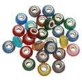 Colorful faceted large hole crystal beads with silver cores for DIY jewelry making - Mixed Murano Glass Large Hole Beads / 10 Pieces Pack