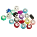 Colorful Murano glass large hole beads with silver core for DIY jewelry bracelets - Mixed Cat Eye Large Hole Beads / 10 Pieces Pack
