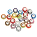 Macro detail of large hole striped resin beads with silver metal cores for jewelry DIY - Mixed Striped Glass Large Hole Beads / 10 Pieces Pack