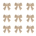 Set de nueve colgantes de lazo en oro claro con cristales blancos para joyería DIY - Colgante de Lazo con Strass / Dorado