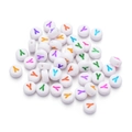 Bunte runde Acrylperlen mit Buchstabe Y für DIY personalisierten Schmuck und Armbänder - Buchstabe Y / 100 Stück (7mm) / Weiß (Mehrfarbige Buchstaben)