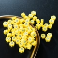 Perles fleurs en pâte polymère jaune vif avec visages souriants pour bijoux artisanaux - Fleur de Visage Souriant Jaune (PZ210303812) / 50 Pièces/Paquet (1cm)