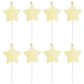 Set of 8 yellow star-shaped lollipop resin charms with gold loops for DIY jewelry - Large / Yellow